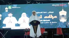 Foto: Wakil Bupati Sumenep saat memberikan sambutan  pada Gema Takbir Iduladha 1445 Hijriah, di Lapangan Kesenian Sumekar (LKS) Minggu (16/06/2024