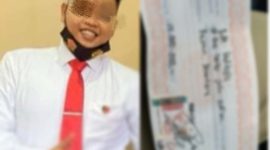 Foot: Oknum Polisi inisial GL (kiri) , bukti kwitansi (kanan) 