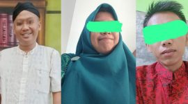 Foto: Pelapor kasus dugaan perzinahan istrinya di Polres Sumenep, Beni Widarman (kiri), istri Beni Widarman sekaligus Kepsek SDN Mandala II inisial SR,(  tengah ), terlapor kasus dugaan perzinahan yakni oknum guru PPPK inisial PA yang mengajar di SDN Pakondang I (kanan)