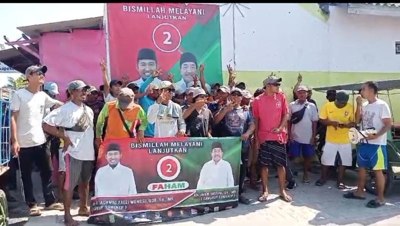 Foto: Persatuan Buruh Kecamatan Sapeken mendeklarasikan dukungan terhadap calon Bupati dan Wakil Bupati Sumenep,  nomor urut 02, Achmad Fauzi – KH. Imam Hasyim (Faham) di Pilkada 2024.