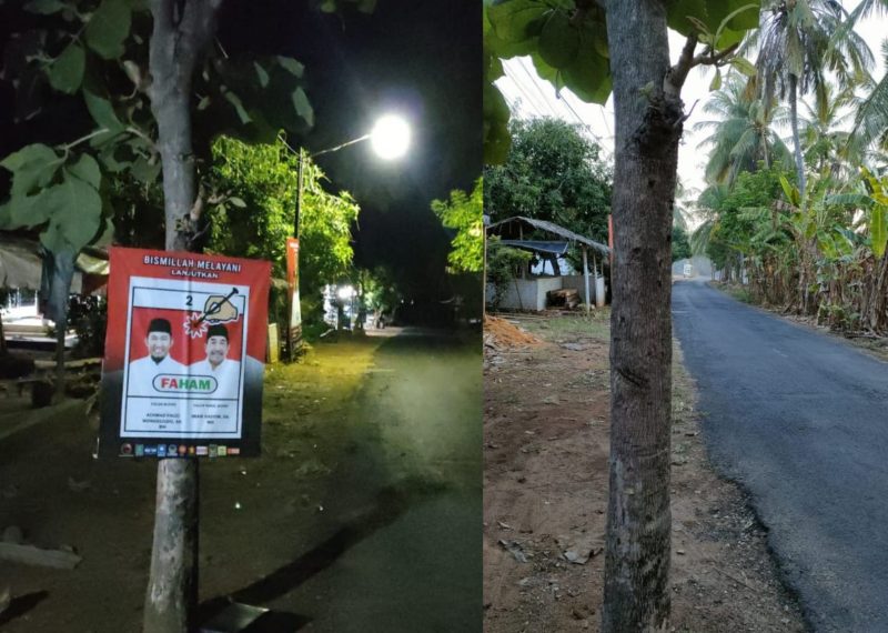 Foto:  Baliho sebalik lenyap dicopot ( kiri), setelah dicopot (kanan)