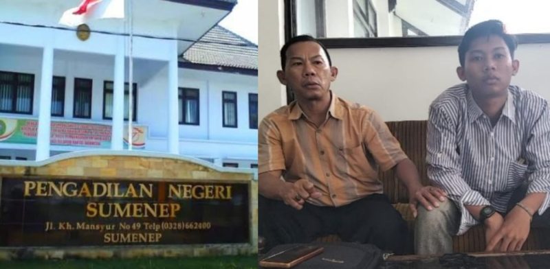 Foto: Muhammad Imam bersama putranya usai menjalani sidang agenda pemanggilan saksi di PN Sumenep 