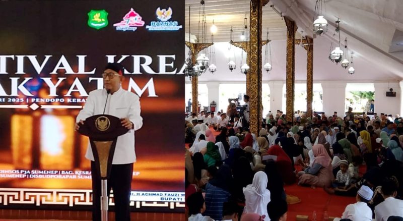 Foto: Bupati Sumenep Achmad Fauzi Wongsojudo libatkan ratusan anak yatim pada kegiatan Festival Kreasi Anak Yatim 2025 di Pendopo Agung Keraton Sumenep 