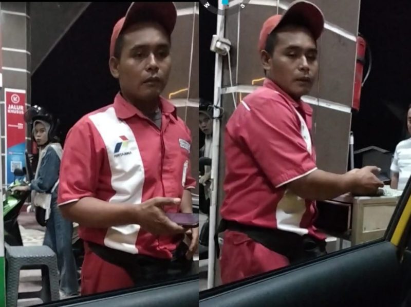 Foto : Tampang petugas SPBU dibawah naungan PT. WUS di Jalan Arya Wiraraja, Sumenep