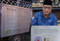 Ket foto: Bantuan hibah kendaraan roda 3 yang digadai (kiri) , pendiri OK Oce Syam Sumenep, Yusuf atau pak Ucup saat memberikan klarifikasi yang tayang di Tiktok (kanan) 
