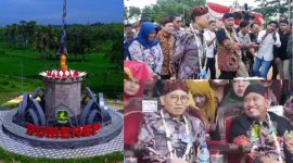 Ket foto : Monumen Keris Arya Wiraraja (kiri), Menbud Fadli Zon bersama Bupati Sumenep saat meresmikan Monumen Tugu Keris Arya Wiraraja di di Desa Sendang, Kecamatan Pragaan.