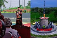 Foto: Bupati Sumenep Achmad Fauzi Wongsojudo (kiri), Monumen Keris Arya Wiraraja (kanan)