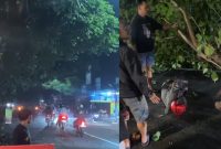 Potret lokasi terjadinya kecelakaan akibat pohon tumbang 