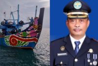 Foto: Kapal Cantrang yang bersandar di Pelabuhan Masalembu lalu dibiarkan kabur (kiri) , Kepala Kantor Unit Penyelenggara Pelabuhan (UPP) Kelas III Masalembu Rahmat Rahim
