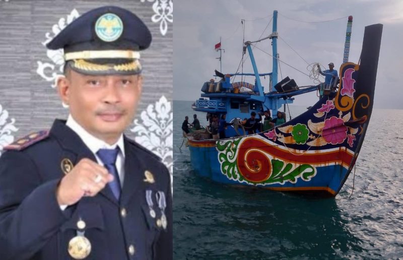 Foto : Kepala UPP Kelas III Masalembu ( kiri) , Kapal Cantrang yang kabur usai dibiarkan bersandar di Masalembu  (Kanan)