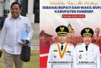 Foto : Ketua Relawan Gemoy Fauzan Adhima (kiri) , Pamflet Bupati dan Wakil Bupati Sumenep (kanan)