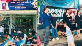 Foto : Undangan peresmian kantor Advokat A Effendi SH dan Rekan (kiri), A. Effendi, S.H saat memberikan sambutan (kanan )
