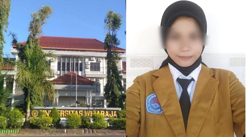 Foto : Anak Yatim yang saat ini menjadi Mahasiswi Universitas Wiraraja Sumenep  Sumenep inisial NH yang tidak pernah mendapatkan beasiswa hingga semester 4