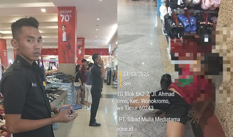 Foto : 2 Satpam Songong di Royal Plaza Surabaya (kiri ) , Anak kecil yang masih dalam tahap penyembuhan karena baru di khitan yang mengeluh kesakitan (kanan ) 