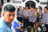 Ajudan Kapolri berbaju biru menghadap kamera