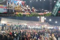 Foto : Ribuan Penonton terlihat antusias menyaksikan grand final Festival Musik Hadrah 2025 di Lapangan Sepakat Lenteng 