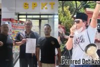 Foto : Jurnalis Detikzone.id inisial BM bersama rekan sejawat saat membuat Laporan Polisi di Polresta Kediri (kiri) Pemimpin Redaksi, Igusty Madani (kanan)