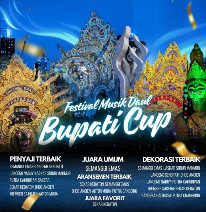 Semanggi Emas dinobatkan sebagai Juara Umum Festival Musik Daul Bupati Cup 2025. Sementara, Sekar Kedaton Juara Favorit. Ajang tahunan ini semakin mengukuhkan musik daul sebagai warisan budaya Madura