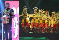 Bupati Sumenep, Achmad Fauzi Wongsojudo, berdiri gagah di panggung MCF, menyalakan bara semangat persatuan budaya Madura dan Tapal Kuda di hadapan rakyatnya