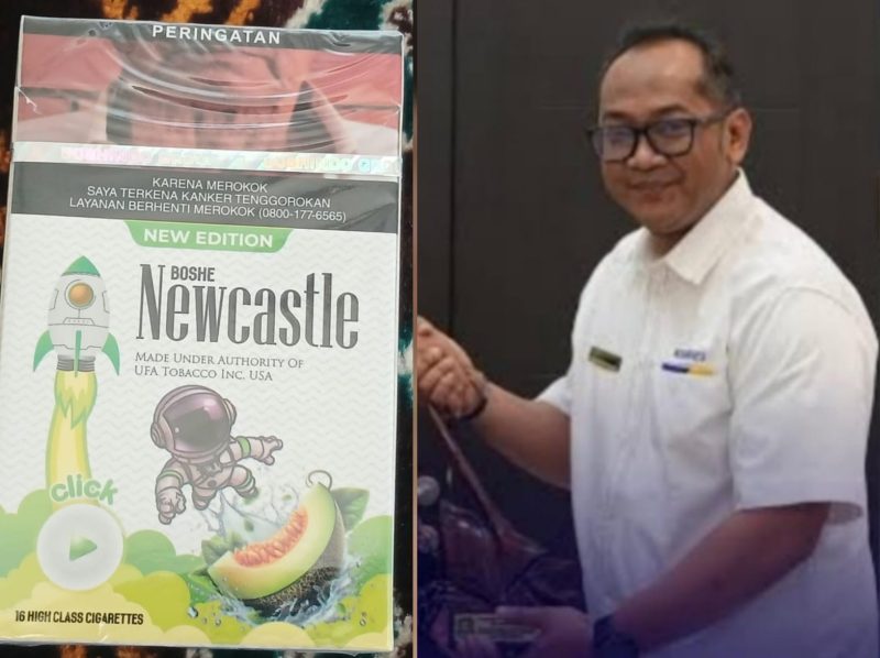 KOLASE FOTO. Kepala Kantor Bea Cukai Madura Novian Dermawan dan rokok ilegal merk Newcastle yang ditengarai bersarang di Kabupaten Pamekasan milik UM yang merupakan wilayah hukumnya