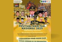 Pamflet ini berisi informasi resmi kegiatan Festival Hari Tani Nasional 2025 yang diselenggarakan oleh BEM Fakultas Pertanian Universitas Wiraraja bersama Dinas Ketahanan Pangan dan Pertanian Kabupaten Sumenep