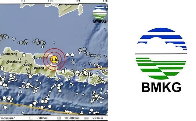 Tangkapan layar Badan Meteorologi Klimatologi dan Geofisika, Rabu (1/10/2025). Informasi gempa hari ini dengan magnitudo 2.6 guncang Situbondo, Jawa Timur di kedalaman 14 km. 