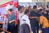 H. Bambang Budianto dikerumuni ratusan karyawan saat menerima kejutan ulang tahun ke-50 di gudang CV Ayunda Permata Sejahtera, Desa Jarin, Pamekasan, Sabtu (13/12/2025). Momen ini menunjukkan keakraban dan rasa hormat karyawan terhadap pemimpin mereka.