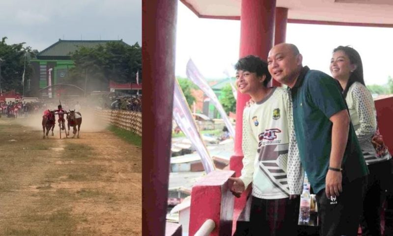 Kapolres Sumenep AKBP Rivanda, S.I.K., didampingi istri tercintanya sekaligus Ketua Bhayangkari Cabang Sumenep Ny. Diah Rivanda, tampak menyaksikan langsung Lomba Kerapan Sapi Kapolres Sumenep Cup 2025 di Lapangan Kerapan Sapi Giling, Desa Pangarangan, Kecamatan Kota, Kabupaten Sumenep.
