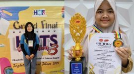 Keterangan Foto: Aulia Qurrota Ayunin Nugroho menunjukkan medali prestasi nasional yang diraihnya dalam ajang Venus ke-3 bidang Matematika, Sains, dan Bahasa Inggris, mengharumkan nama Sumenep di tingkat nasional.