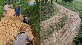 Warga Dusun Tabata, Desa Ketawang Laok, Kecamatan Guluk-Guluk, Kabupaten Sumenep, bergotong royong memperbaiki jalan desa secara swadaya demi memperlancar akses transportasi, meski minim perhatian dari pemerintah desa setempat.