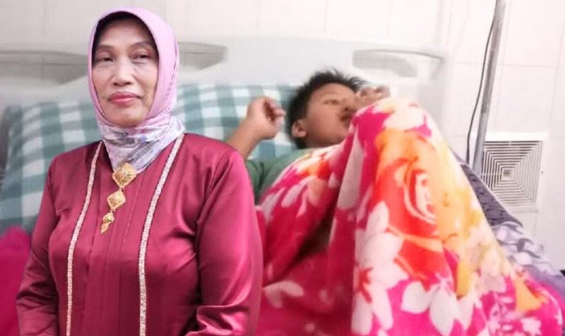 Perhatian dan kepedulian Dirut RSUD Sumenep, dr. Erliyati, M.Kes, kepada Bagas, anak yatim asal Panaongan yang tengah berjuang melawan DBD.