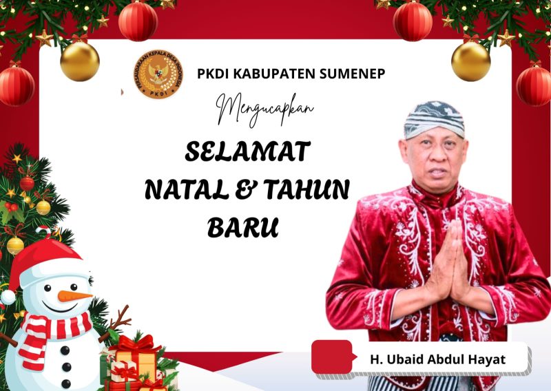 Ketua PKDI Kabupaten Sumenep, H. Ubaid Abdul Hayat, menyampaikan ucapan Selamat Natal 2025 dan Tahun Baru 2026 kepada seluruh masyarakat, seraya menekankan pentingnya toleransi dan persaudaraan antarumat beragama di Kabupaten Sumenep.