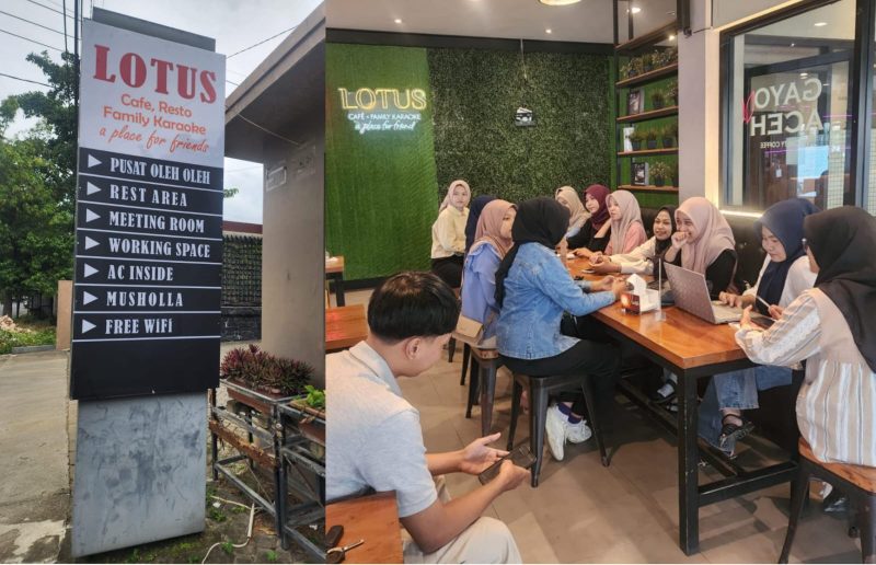 Keterangan Foto: Puluhan mahasiswa Universitas Wiraraja (UNija) Sumenep tengah menggelar rapat terbuka di Resto Lotus, Jl. KH. Mansyur No.168, Pabian Sumenep, Sabtu (27/12/2025). Mereka memilih Lotus karena tempatnya nyaman, rekomended.
