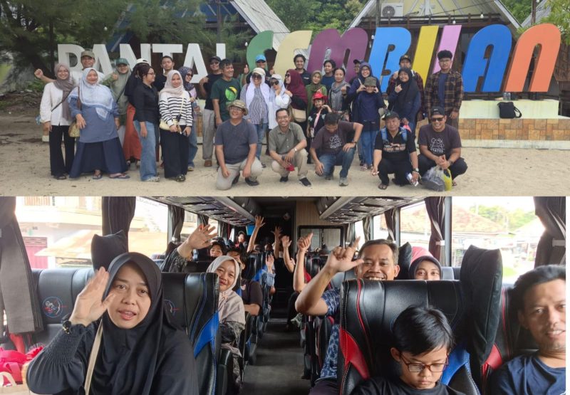 Peserta Reuni 30 Tahun Statistika ITS menikmati keindahan Pantai Sembilan, Sumenep, sambil mengabadikan momen berkesan selama kegiatan reuni dan wisata budaya.