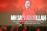 Said Abdullah saat resmi terpilih kembali menjadi Ketua DPD PDI Perjuangan Jawa Timur periode 2025-2030 dalam Konfercab PDI Perjuangan di Surabaya, Sabtu (20/12/2025).