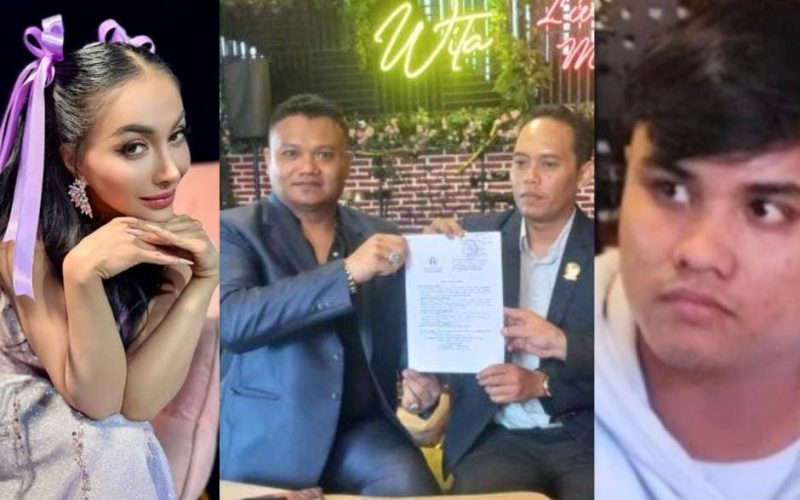 Dari kiri: Denada Tambunan, kuasa hukum H. Andika Meigista Cahya Hendra Kusuma, dan Ressa Rizky Rossano, anak kandung Denada