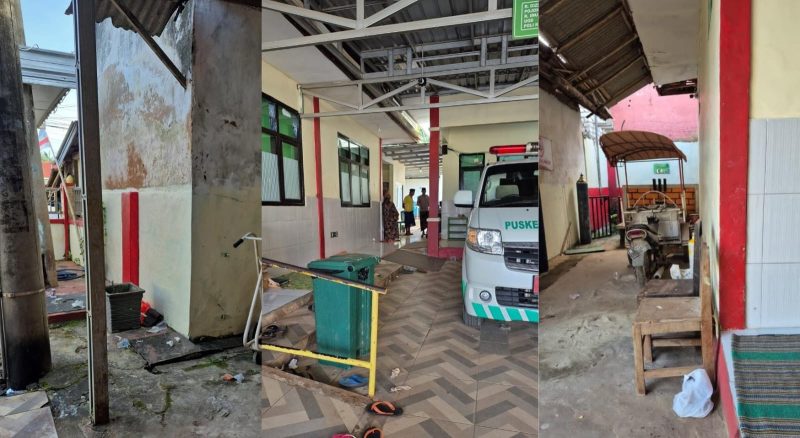 Potret memperihatinkan kondisi Puskesmas Dungkek pasca-rehabilitasi. Ruangan panas, bau tak sedap, dan fasilitas yang tampak amburadul membuat pengalaman berobat bagi warga bak “neraka kecil”, meski anggaran hampir Rp200 juta telah digelontorkan pada tahun 2025.
