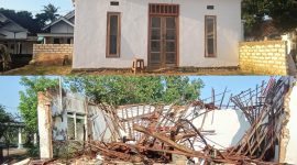 Atas: Pembangunan Musola Al-Ikhlas di Desa Gunung Kembar, Kecamatan Manding, Kabupaten Sumenep, yang telah mencapai progres sekitar 95 persen berkat dukungan Jurnalis Sumenep Independen (JSI) dan para donatur.
Bawah: Kondisi Musola Al-Ikhlas di Desa Gunung Kembar, Kecamatan Manding, Kabupaten Sumenep, saat mengalami kerusakan parah akibat ambruk sebelum dilakukan pembangunan kembali.