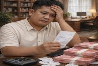 Ilustrasi korban tampak pusing memikirkan proses hukum kasus dugaan penipuan Rp222,5 juta dengan janji motor dan umrah yang hingga kini belum menemui kepastian di Polres Sumenep.