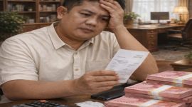 Ilustrasi korban tampak pusing memikirkan proses hukum kasus dugaan penipuan Rp222,5 juta dengan janji motor dan umrah yang hingga kini belum menemui kepastian di Polres Sumenep.