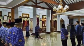 Rijanto saat melantik delapan pejabat Aparatur Sipil Negara (ASN) di lingkungan Pemerintah Kabupaten Blitar secara mendadak, sebagai bagian dari langkah penataan dan penguatan birokrasi daerah.