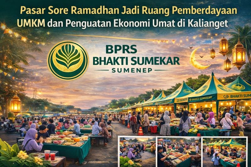 Pasar Sore Ramadhan di Masjid At Taqwa, Kecamatan Kalianget, akan menjadi wadah pemberdayaan UMKM lokal. BPRS Bhakti Sumekar mendukung penuh kegiatan ini sebagai langkah strategis menggerakkan ekonomi umat dan mendorong perputaran ekonomi Sumenep .