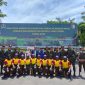 Wakil Rektor III Unitomo, Dr. Ir. Suyanto, M.M. (tengah), mendampingi delegasi mahasiswa Unitomo pada upacara penutupan Diksar dan Suskalak Menwa Mahasurya Jatim di Malang, Minggu (8/2/2026). Foto (SAN)