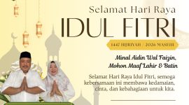 Kepala Bakespangpol sekaligus PLT Disperkimhub Sumenep, Achmad Dzulkarnain, menyampaikan ucapan Selamat Hari Raya Idul Fitri 1447 H kepada masyarakat, sambil mengajak memperkuat silaturahmi dan kepedulian sosial di Sumenep.