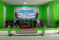 Suasana Halalbihalal Persaudaraan Setia Hati Terate Cabang Kota Blitar di Aula Pemkab Blitar lama, dihadiri pengurus, ulama, dan ratusan warga sebagai wujud penguatan persaudaraan dan komitmen menjaga kerukunan.