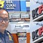 Kolase ini menampilkan Kantor Bea Cukai Madura, Kepala Bea Cukai Madura Novian Dermawan, rokok merek SUBUR JAYA HJS, serta simbol KPK yang disebut mulai turun tangan dalam dugaan pelanggaran pita cukai di Madura.