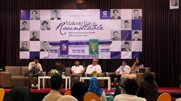 Peserta forum Malang Raya Roundtable yang digelar GEN Malang Raya saat membahas rencana laga Arema FC vs Persebaya di Stadion Kanjuruhan, Rabu (15/4/2026), di Kota Malang.