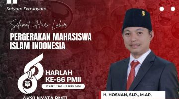 Ucapan Harlah Ke-66 PMII dari H. Hosnan, dorong mahasiswa aktif dan inovatif.
