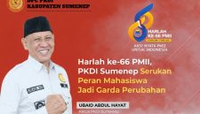 Ketua DPC PKDI Sumenep, Ubaid Abdul Hayat, menyampaikan ucapan selamat Harlah ke-66 PMII dengan mengusung semangat “Aksi Nyata PMII untuk Indonesia”.