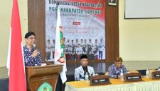 Sekda Kabupaten Sumenep, Agus Dwi Saputra, saat memberikan sambutan pada Konkerkab I Persatuan Guru Republik Indonesia Sumenep 2026.